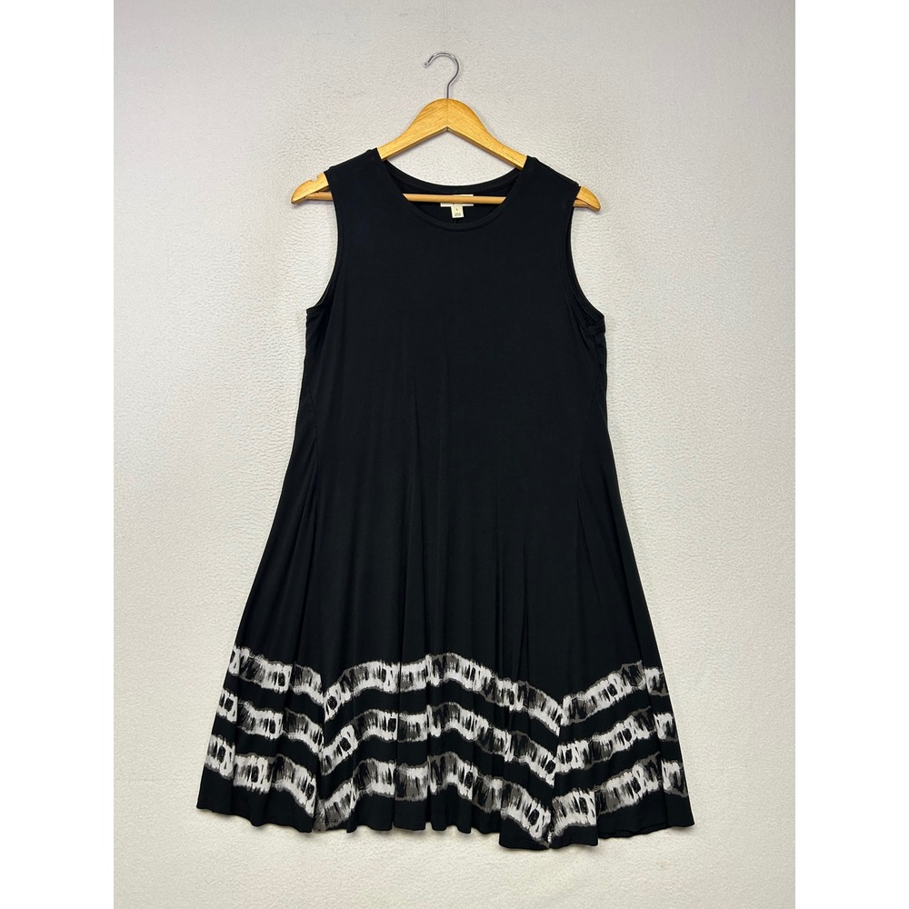 Boho Contemporary Style & Co Womens Large Black Graphic Border Sleeveless Dress